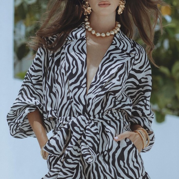 IGGIARA LINEN SET - ZEBRA PRINT BLACK/WHITE - Picture 4 of 7